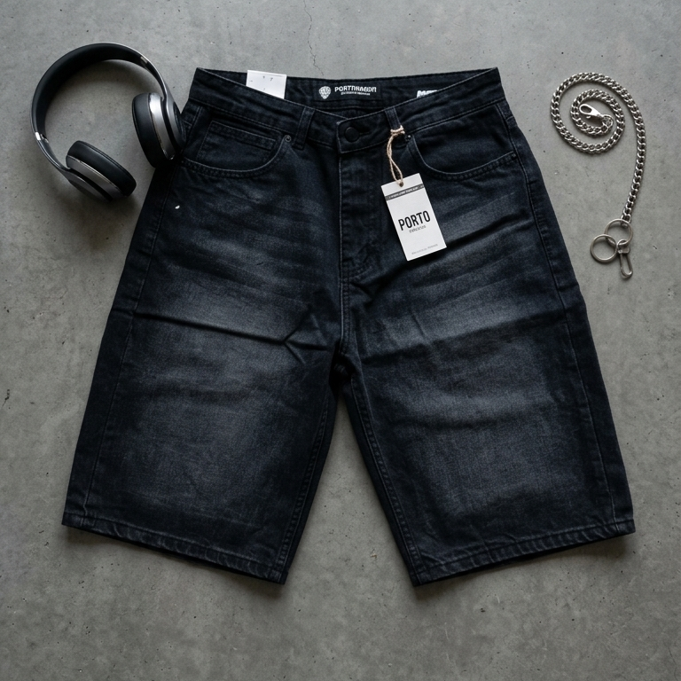 Porto Premium Baggy Jorts | شورت جينز واسع بورتو بريميوم