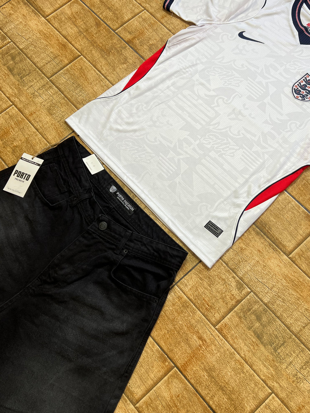 England 2026 World Cup Edition + Black Denim Jorts Set