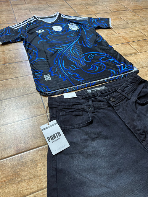Argentina 2026 World Cup Edition + Black Denim Jorts Set