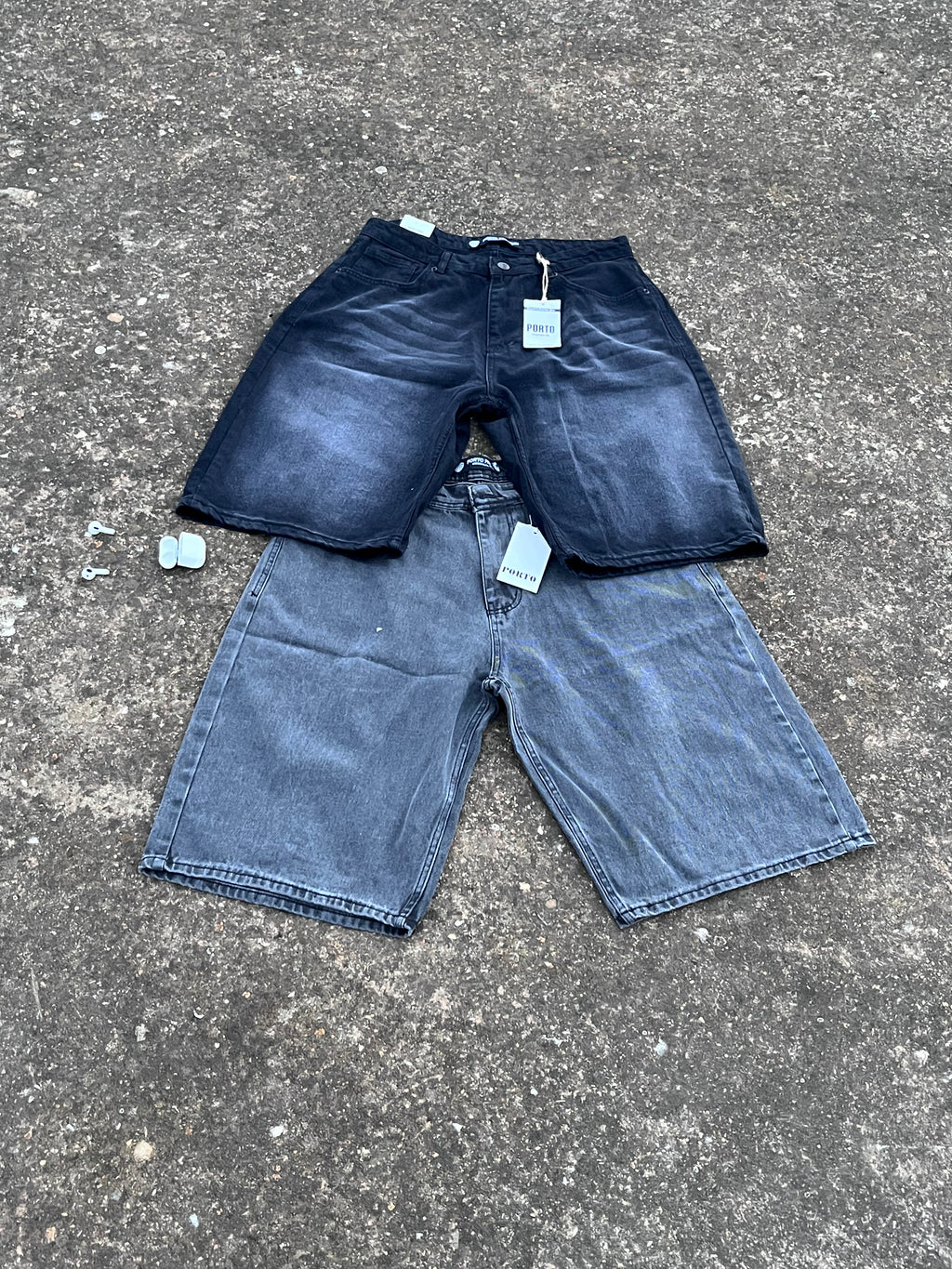 Porto Premium Baggy Jorts BLACK🖤| شورت جينز واسع بورتو بريميوم