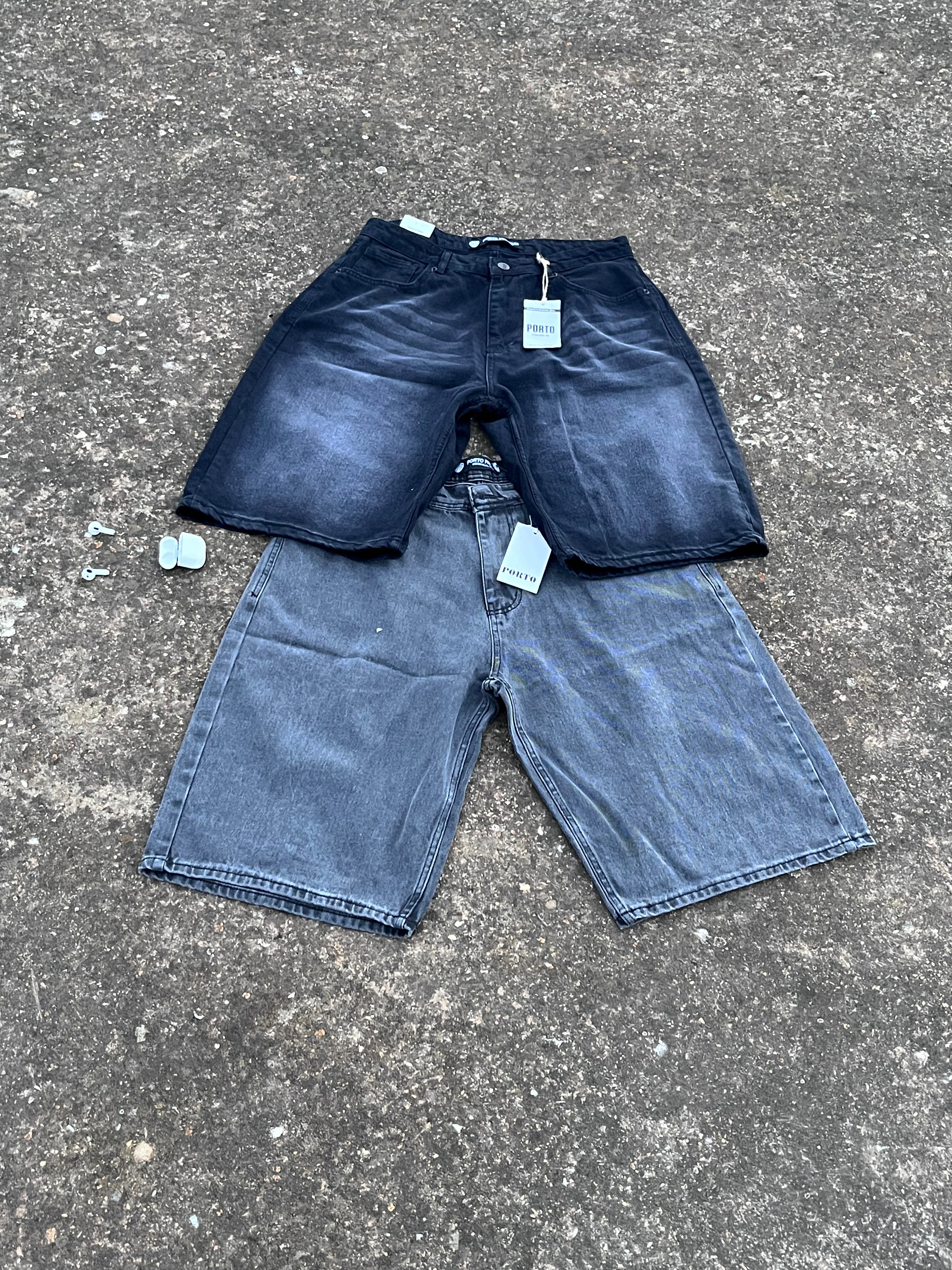 Porto Premium Baggy Jorts BLACK🖤| شورت جينز واسع بورتو بريميوم