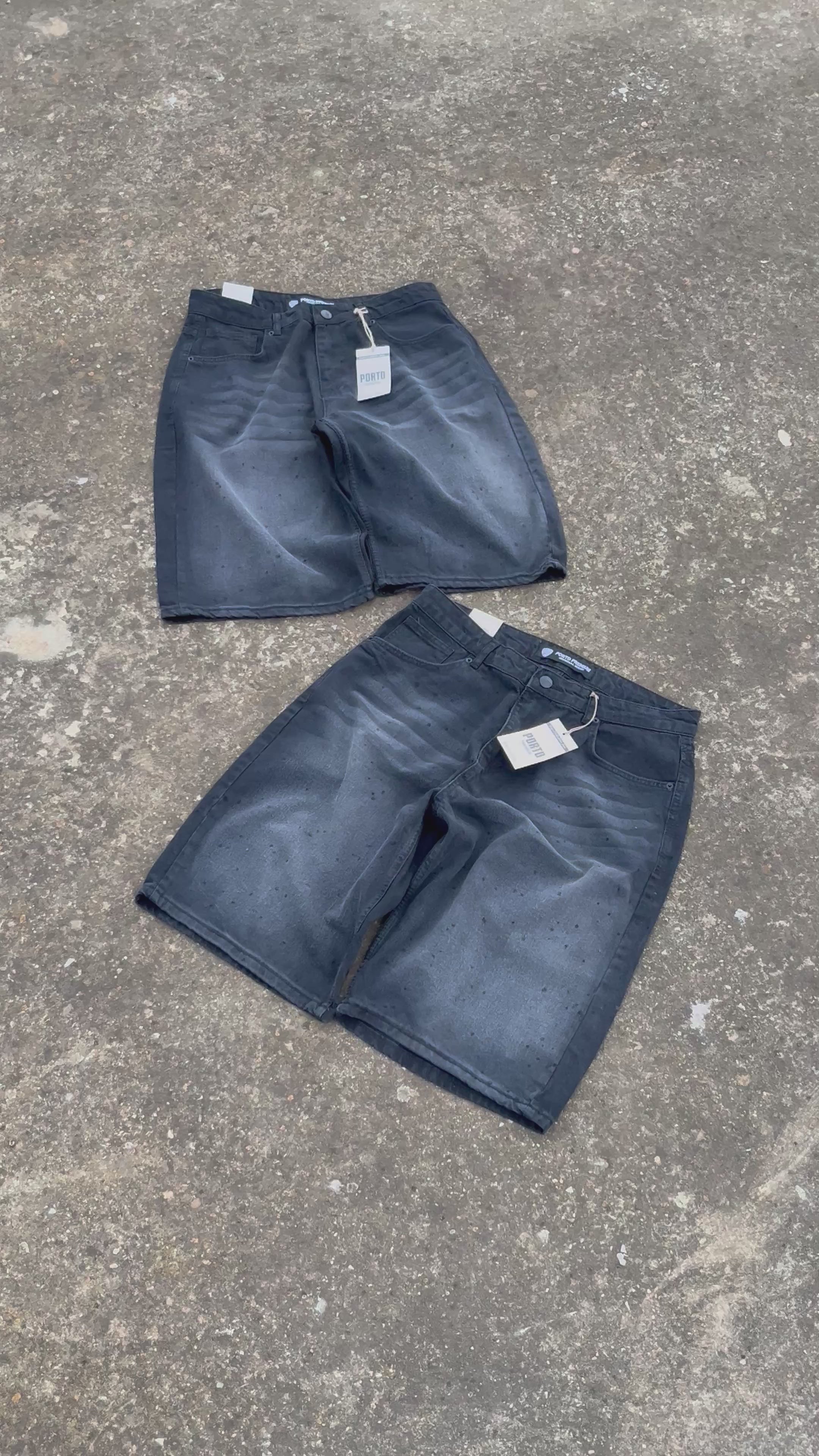 Porto Premium Baggy Jorts BLACK🖤| شورت جينز واسع بورتو بريميوم
